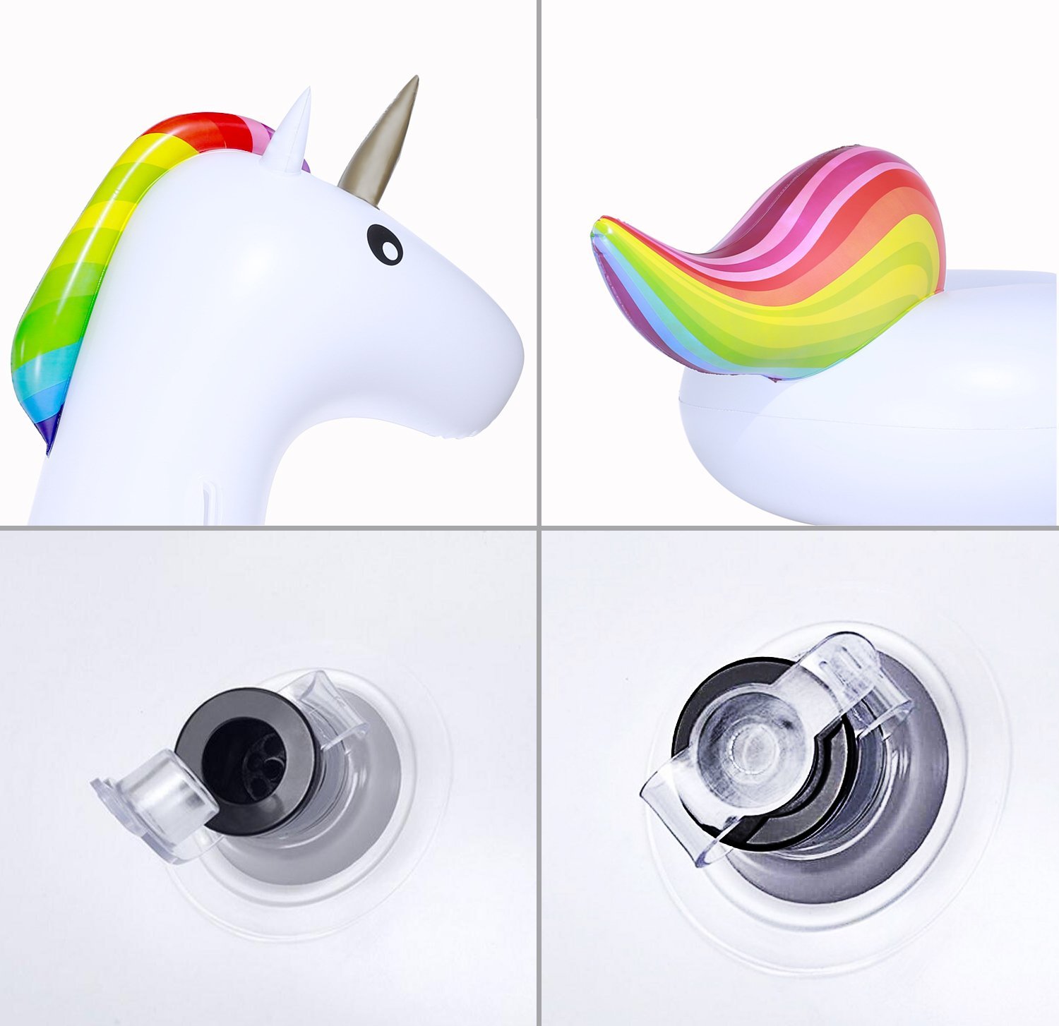 colchoneta de playa unicornio arco iris